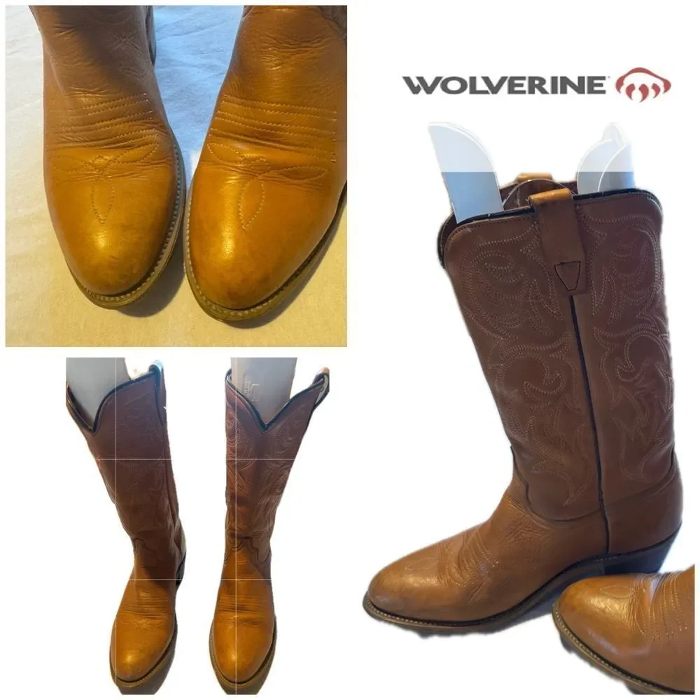 WOLVERINE MEN 9.5 Tan / butterscotch Leather‎ Western Cowboy Boots